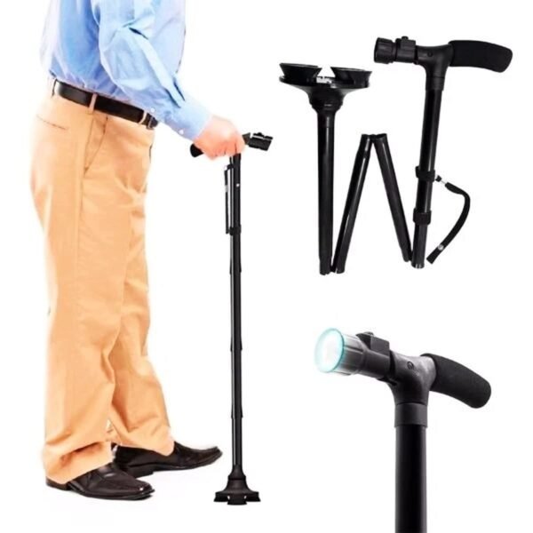Bastón ortopédico plegable con luz